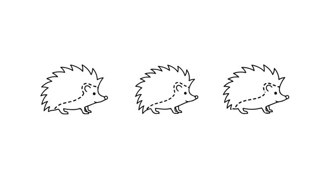 Cute hedgehog characters with glasses in a dotted border design