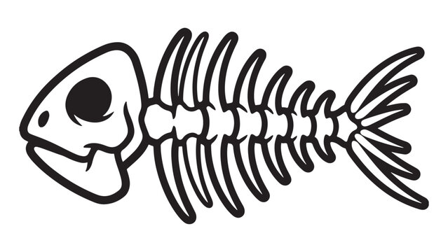 Fish skeleton in black and white 
