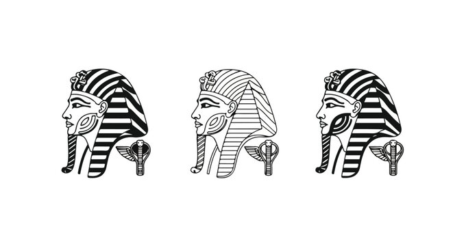 Ancient egyptian pharaoh profile in halftone dot style
