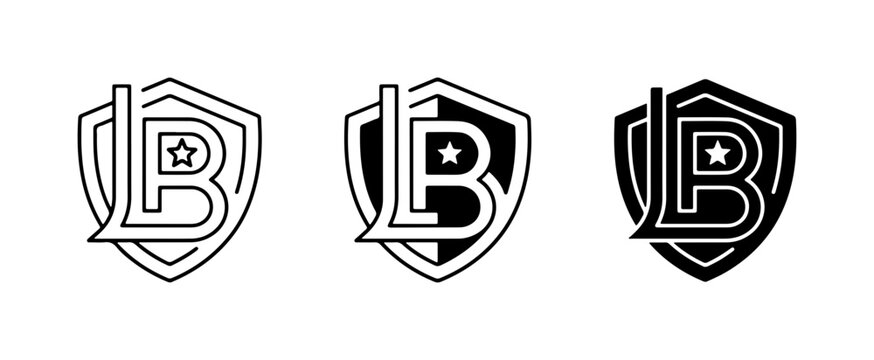 LB Monogram Logo, Shield Emblem, Lettermark Design, Business Identity, Modern Badge