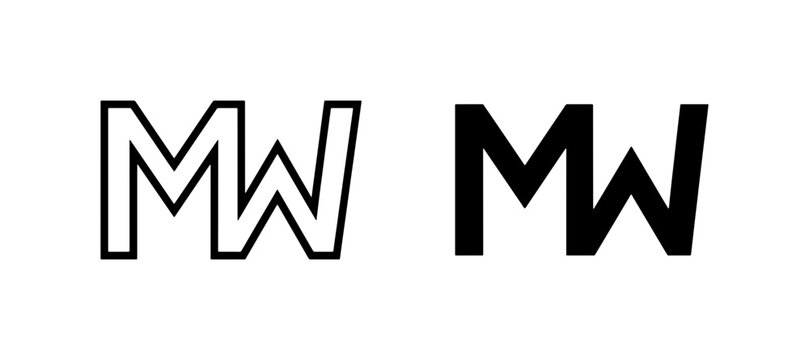 MW Monogram Logo, Modern Lettermark Design, Minimalist Black and White Initials, Corporate Branding Symbol