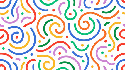 Fototapeta premium colorful abstract swirl pattern on a white background playful looping lines and vibrant circular shapes