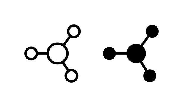 Molecular Structure Icons, Science Chemistry Symbols, Atom Models, Chemical Bonds, Vector Graphics