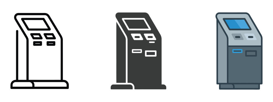 Payment Terminal Icon Set, Self Service Kiosk And ATM Symbols, Modern Financial Transaction Vector Illustration For Banking And Digital Payment Interface Design.