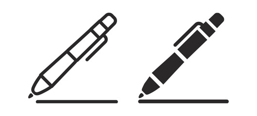Fototapeta premium Pen Icon Outline And Filled Set, Writing Line Symbols, Modern Stationery And Note Taking Concept Vector Illustration For Education And Office Design.