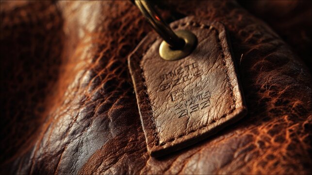 leather dog collar tag worn texture macro detail craftsmanship realism