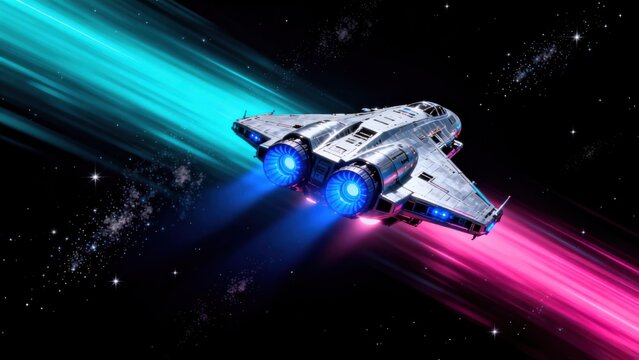 Spacecraft flying in outer space