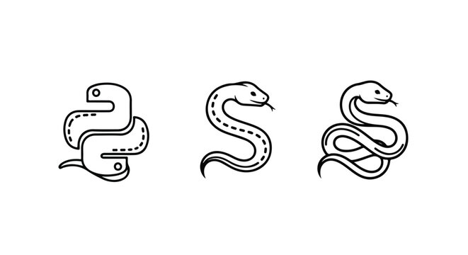Snake reptile icons with halftone dot pattern