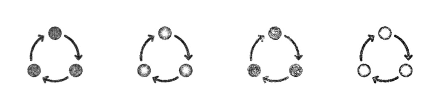 Monochrome sketch process logo design set