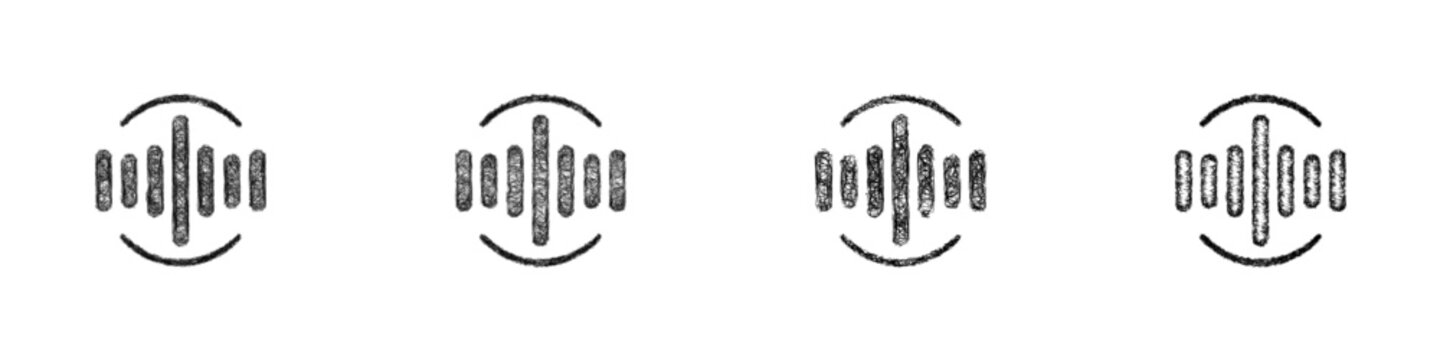 Monochrome sketch rhythm logo design set