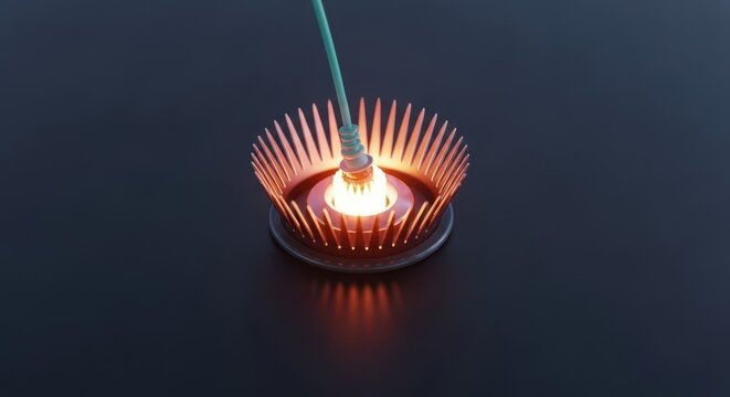 Glowing Ethernet Cable Connected to Fiery Network Component Symbolizing Digital Energy