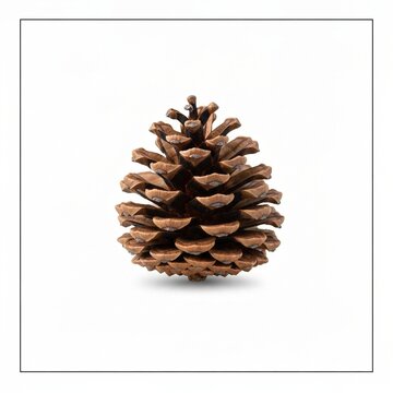 Single Pine Cone Brown Closed Isolated on White Background