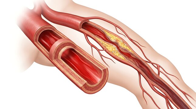 Peripheral Vascular Disease Artery Blockage Medical Illustration