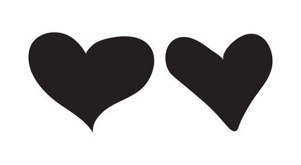 Obraz premium Heart symbols. Cute Valentine Cartoon Icons. black love symbols in modern flat vector style.
