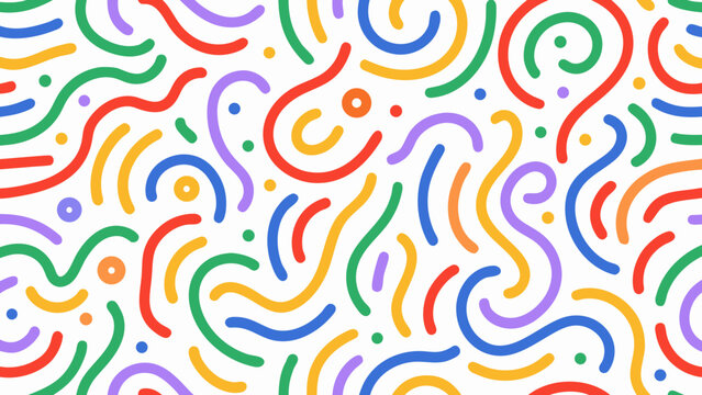 colorful abstract squiggle pattern on a white background playful vector illustration