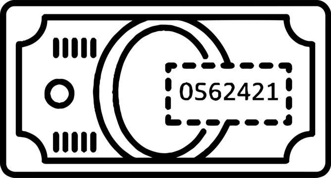 Ticket coupon with serial number identifier icon