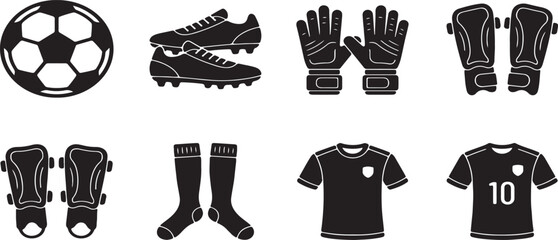 Football Equipment And Sports Gear Icon Set Vector