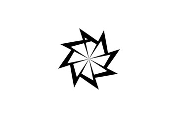 Obraz premium Geometric Rotating Star Logo - Modern Dynamic Sun Emblem for Tech, Energy and Innovation Brand