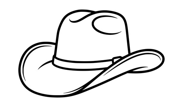 Western cowboy hat outline vector black icon illustration