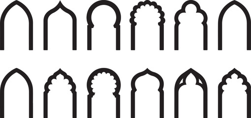 islamic architecture pattern with minarets stars and crescent moons ornate vector illustration © fepro