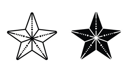 Obraz premium Minimalist five-pointed star with dotted lines and geometric design