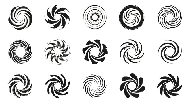 Collection of various swirling graphic design elements.