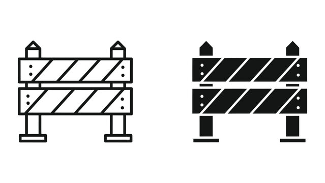 Double barrier roadblock with reflective stripes