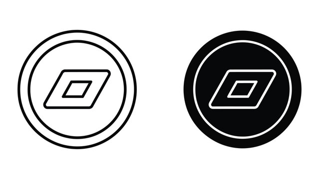 Minimalist diamond shape icon on black and white circular background