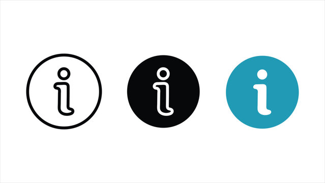 Information icon set info symbol in circle outline solid and teal vector illustration