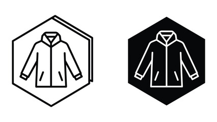 Minimalist jacket icon in hexagonal frames with black and white contrast © Jahidul