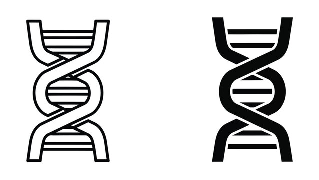 Double helix dna strands illustration in black and white