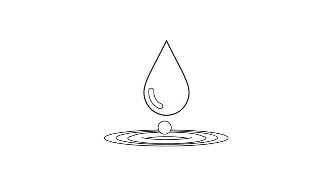 Single Water Drop Falling into Water.