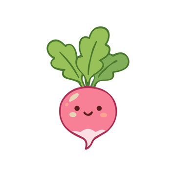 Cute cartoon pink turnip smiling face.