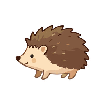 Cute cartoon hedgehog walking alone.