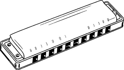 Fototapeta premium Diatonic harmonica line art illustration