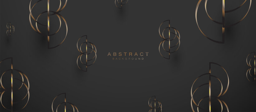 Elegant gold shapes float against a deep gray backdrop
