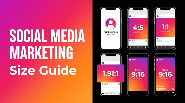 Instagram Business Social Media Marketing Layouts. Safe Zone and Size Guide for post content.