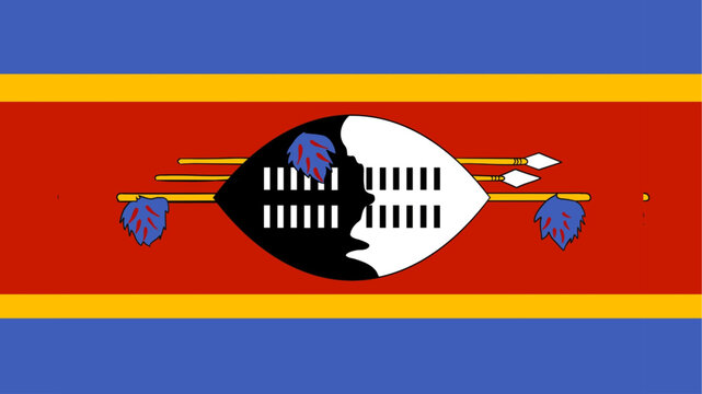 Eswatini Flag , Flag of Eswatini state symbol isolated on background national banner. Greeting card National Independence Day of the Republic of Eswatini . Illustration banner with realistic state fla
