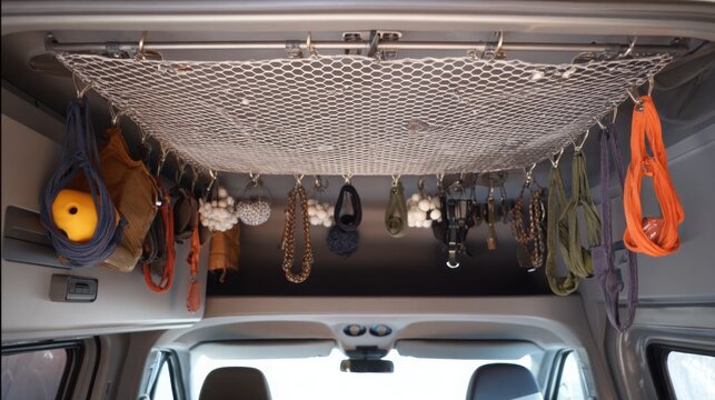 van storage nets magnetic holders organized small items interior detail travel efficiency