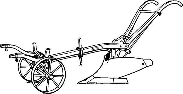 Vintage agricultural plow line art