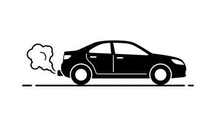 Fototapeta premium Black car silhouette with exhaust fumes.