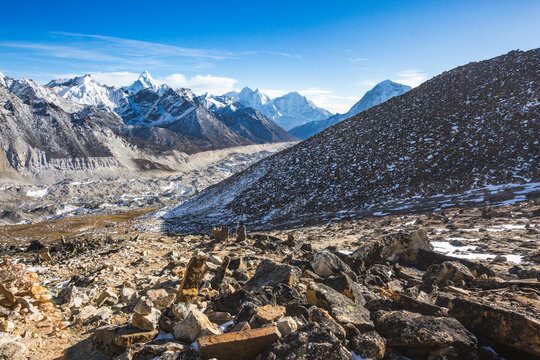 Khumbu glacier from Kala Patar Mount. Nepal
