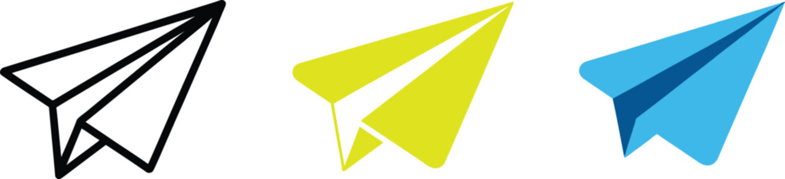 Paper Plane Icon Vector with Send Message Button Blue Plane Logo and Email Letter Communication Illustration