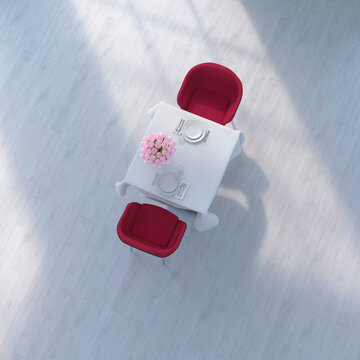 3d rendering of romantic empty table setting for a date indoors