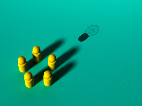 Abstract teamwork concept showing a lightbulb shadow