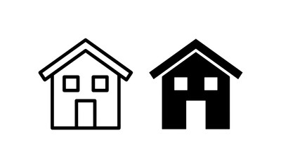 Fototapeta premium Simple House Icons, Outline and Solid Fill, Residential Building Symbols