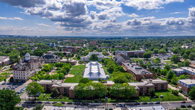 Widener University Pennsylvania &mdash; Campus Quad Aerial with Event Tents Chester Delaware County