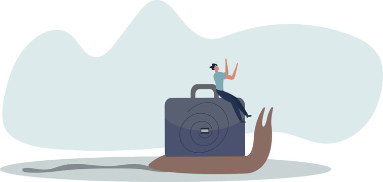 Slow growth, inefficient or stupid mistake.flat vector illustration.life situation and activities.