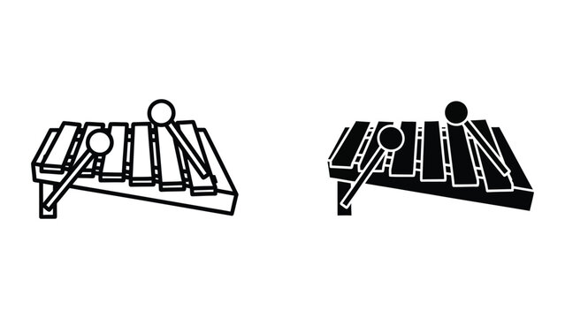 Illustration of marimba xylophone with mallets