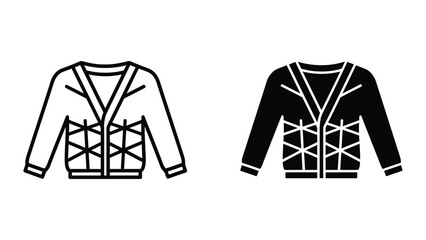 Black and white cable knit cardigan with geometric patterns © Jahidul